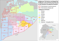 The overlaps of oil blocks with indigenous territories in the Southern Amazon